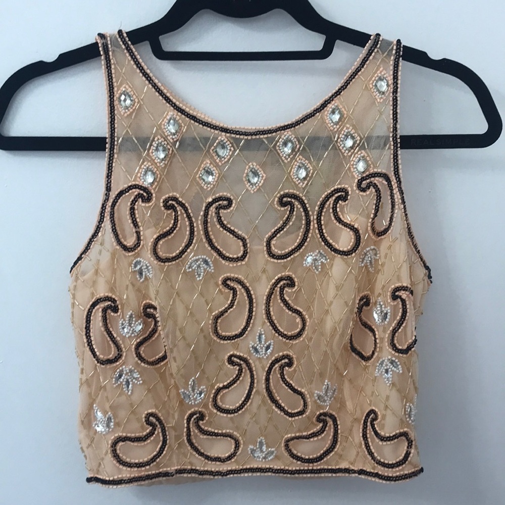 Top Shop Lace & Beads beaded crop top